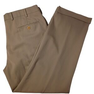 Brooks Brothers 1818 Madison Pants Mens 38x30 (36x29)‎ Tan Wool Pleated Cuffed